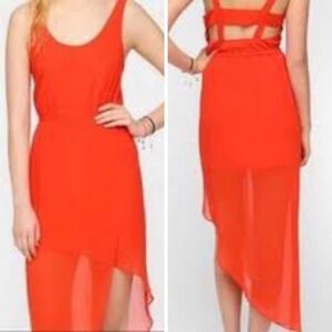 UO Silence + Noise Orange Asymmetrical Dress sz S
